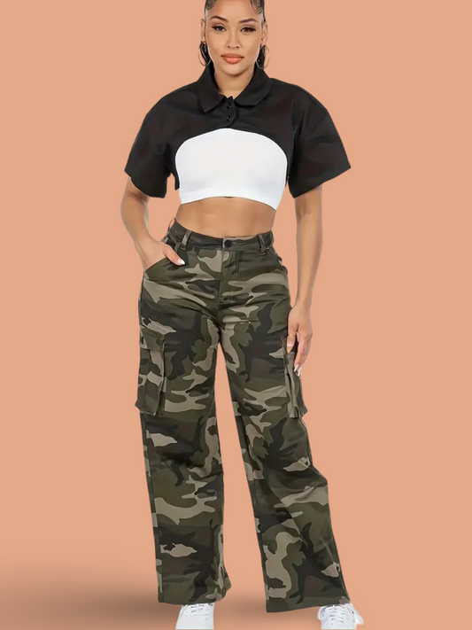 Camouflage Straight Cargo Pants